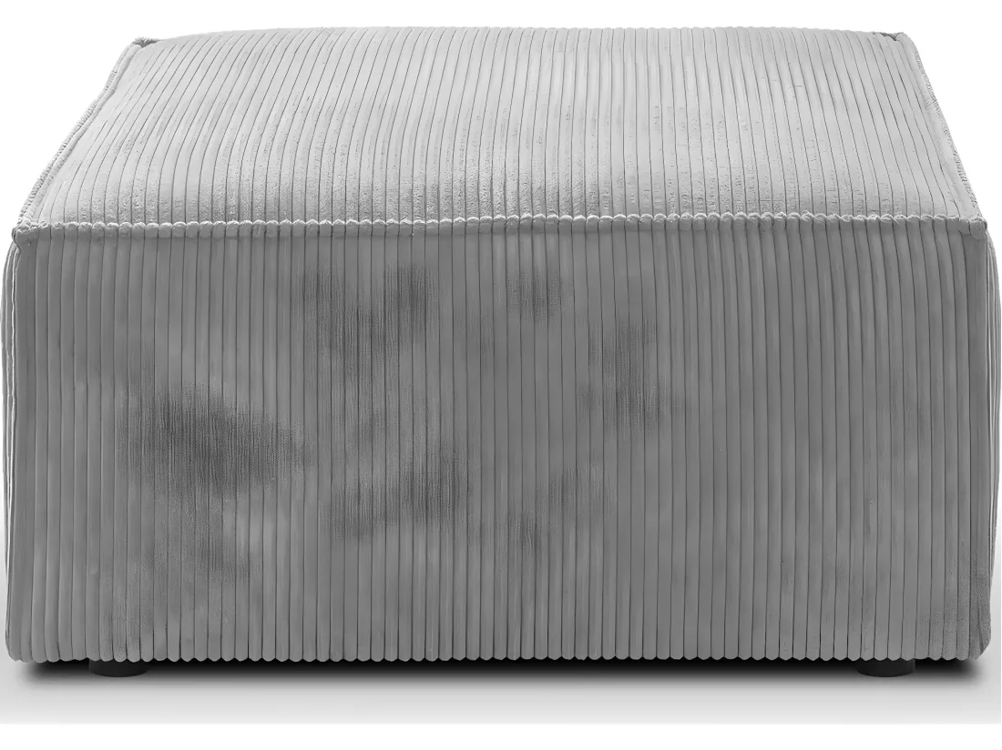 Pouf en velours côtelé gris clair - Livia