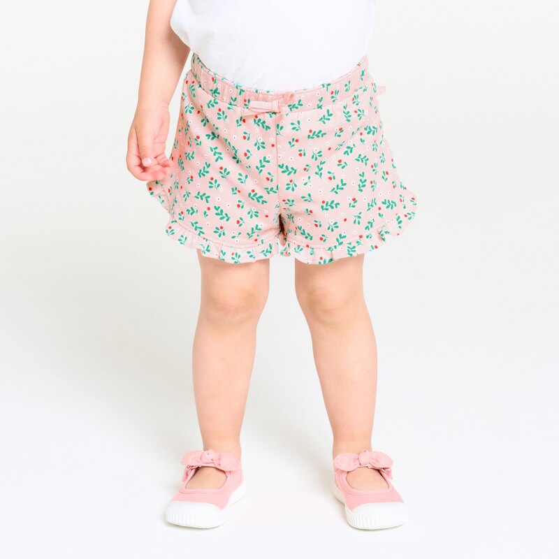 Short en molleton léger fleuri rose bébé fille Rose