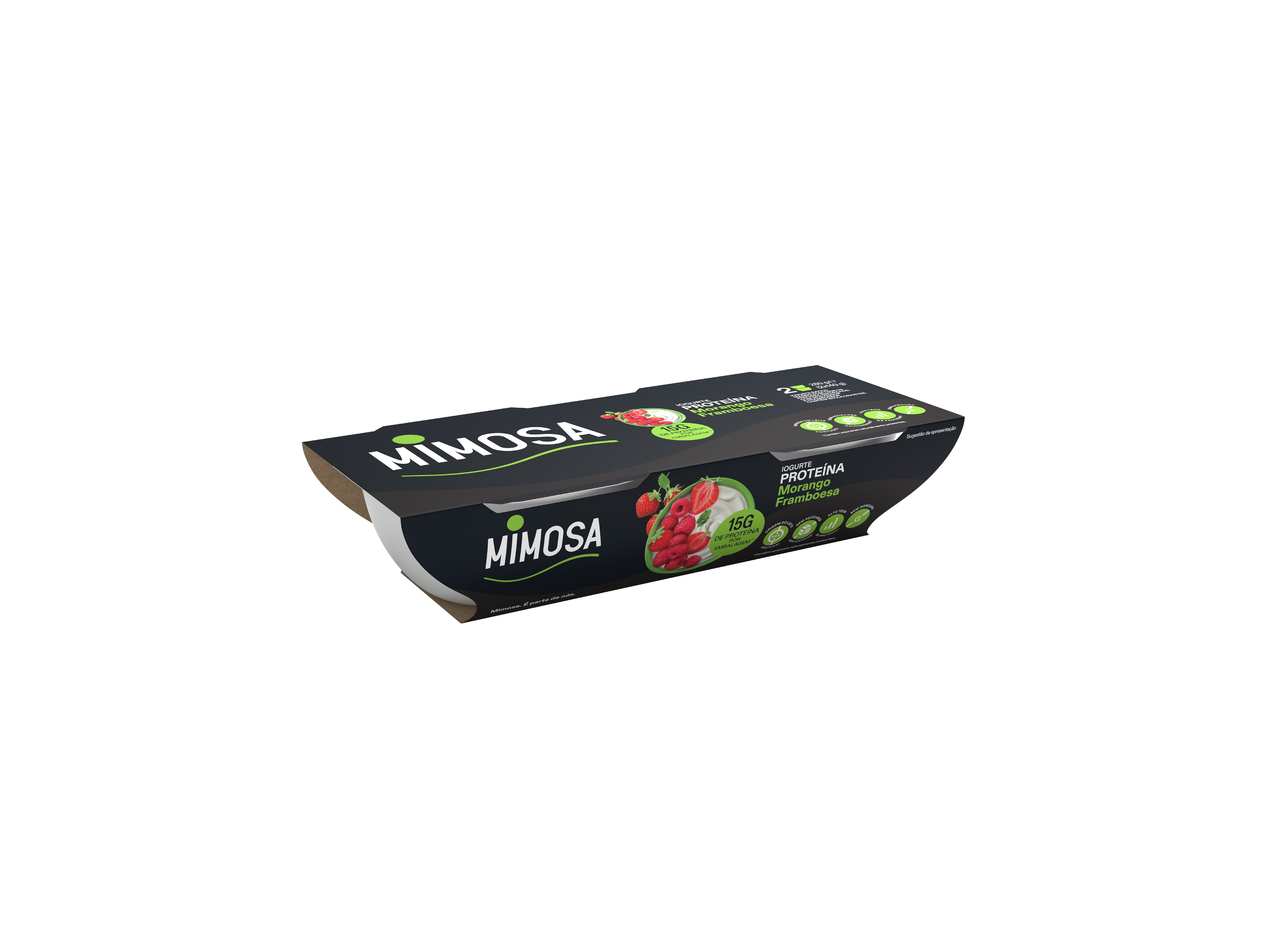 IOGURTE PROTEINA MIMOSA MORANGO/FRAMBOESA 2X140G