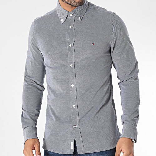 Chemise Manches Longues 1985 Knitted 0675 Bleu Marine Chiné