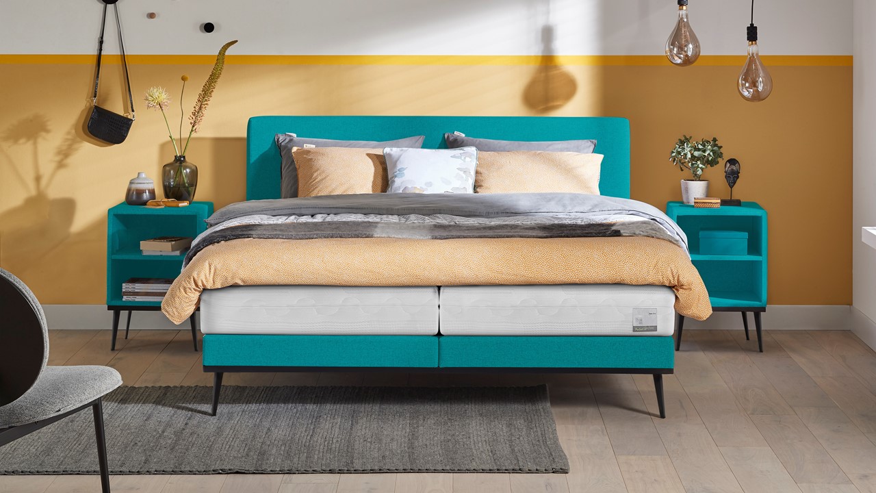 Boxspring Viggo met Silver Pocket Deluxe Foam matras towel groen