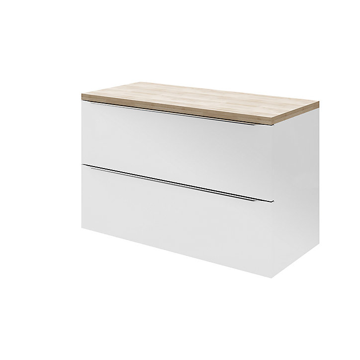 Meuble sous vasque à suspendre GoodHome Imandra blanc 100 cm + plan de toilette Hartland 183 cm (à redécouper)