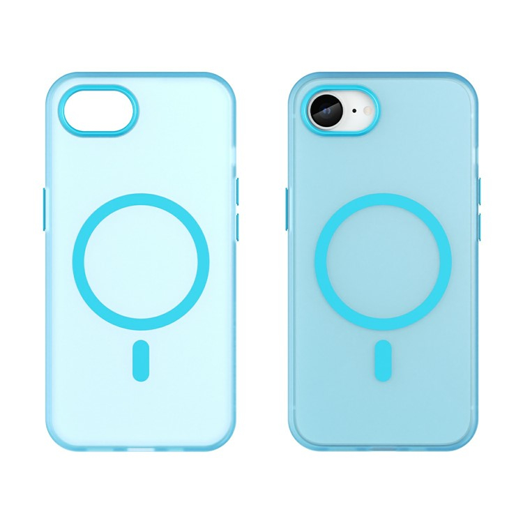 iPhone 16e MagSafe Hybrid Hülle TPU Bumper Slim Design Matt - Blau / Transparent