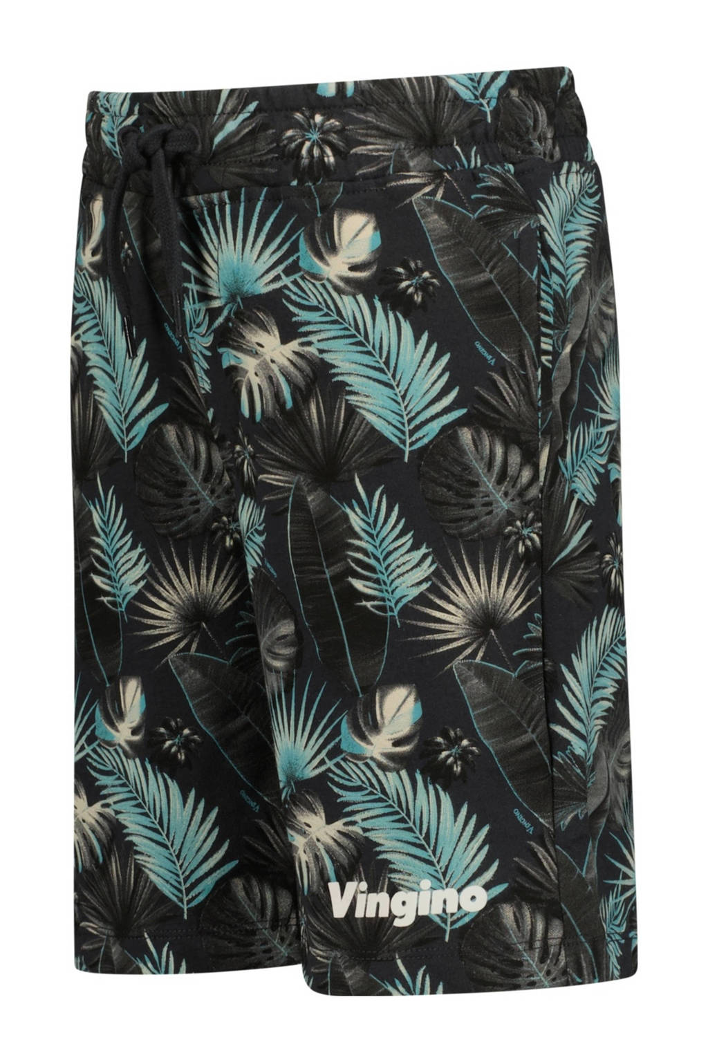 Vingino sweatshort Rapos met all over print zwart/blauw
