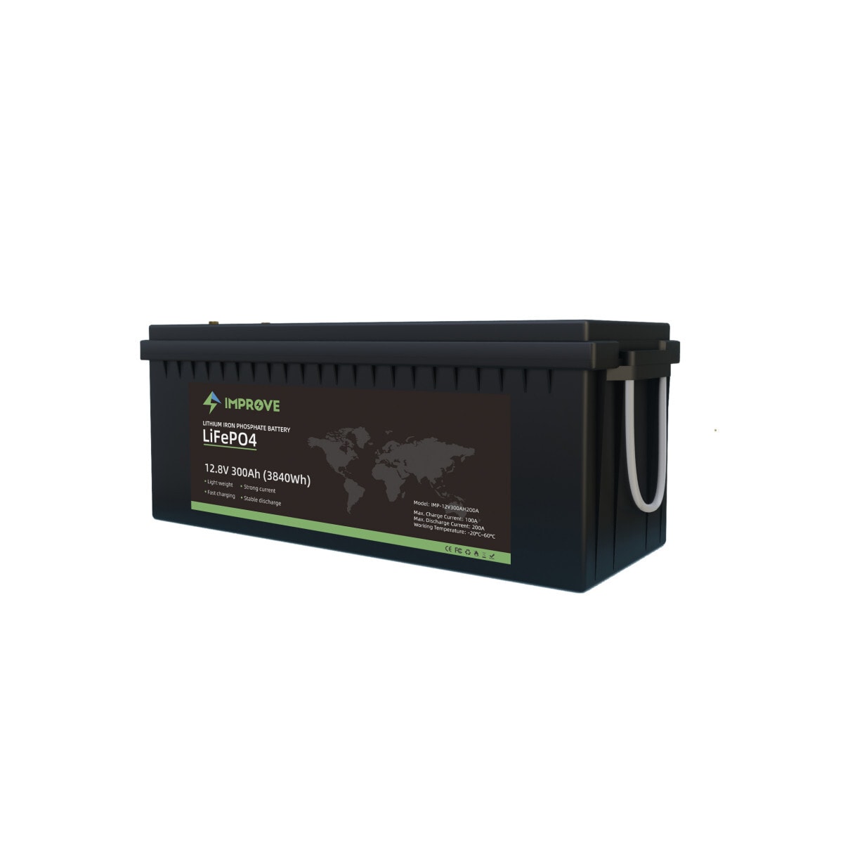 IMPROVE Lithium Batteri 12V 300Ah (LiFePO4) BMS 200A