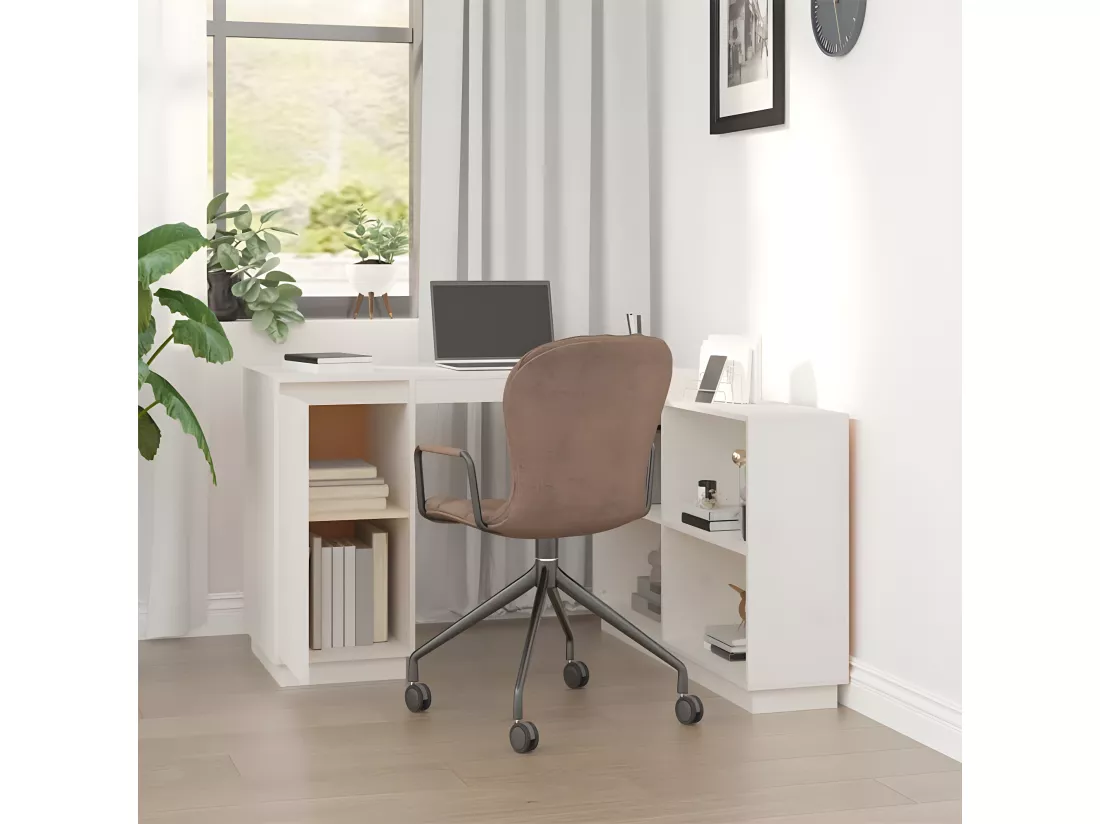 Bureau Blanc 110x50x75 cm Bois massif de pin