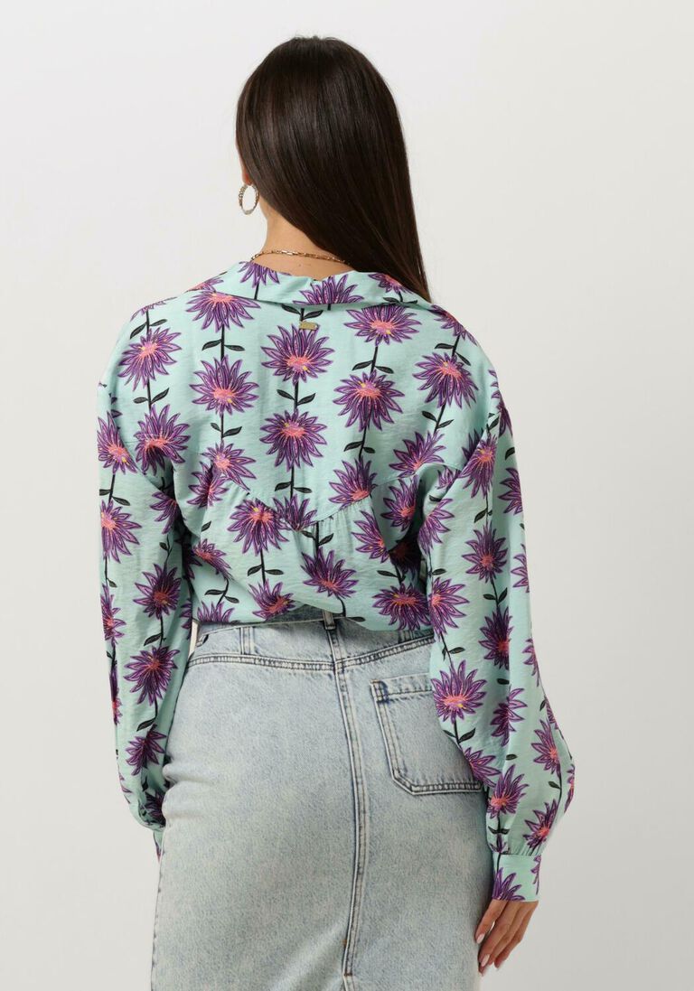 POM AMSTERDAM roest pom amsterdam blouse violet flower aqua blouse