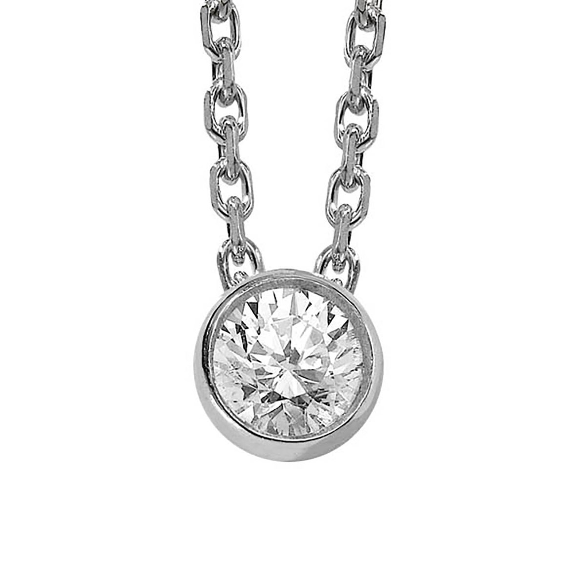 Collier Brillaxis diamant serti clos 0.50ct or blanc
