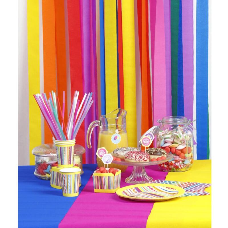 PAPIER CRÉPON IGNIFUGÉ, 10 bandes au format 5cmx10m - Assortiment mixte