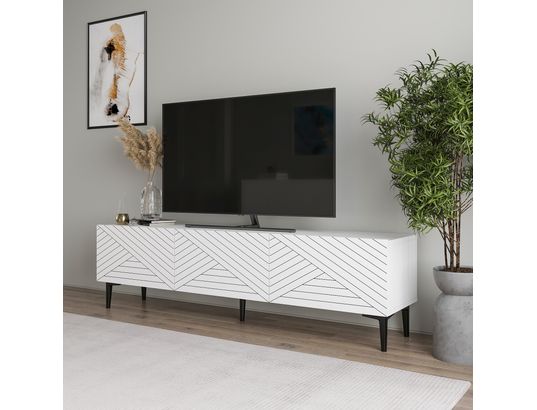 CONCEPT1 - Meuble TV Felix blanc 160 x 31,4 x h44,1 cm