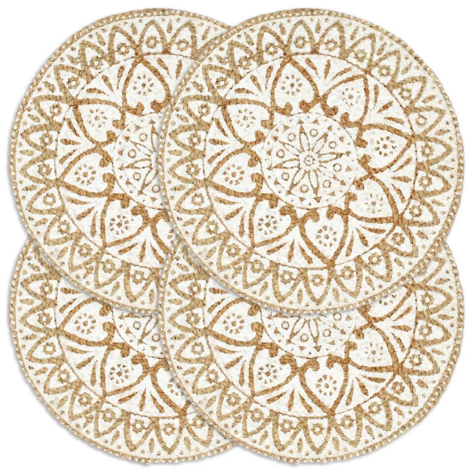 vidaXL - Placemat - Wit - Jute - 4 stuks