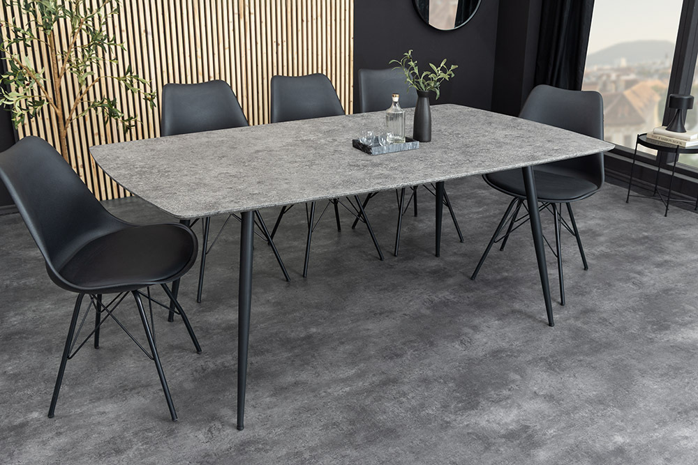 Industrial Esstisch APARTMENT 120cm grau Beton-Design schwarzes Metallgestell