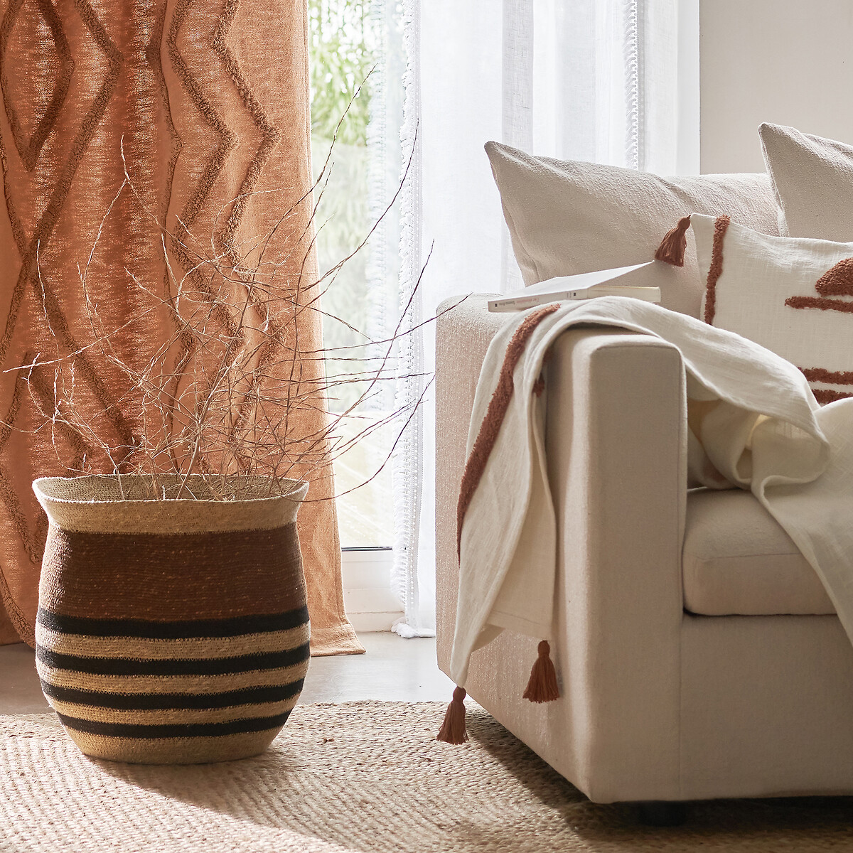 LA REDOUTE INTERIEURS<br>Cortina com laços ocultos, em algodão, Assa