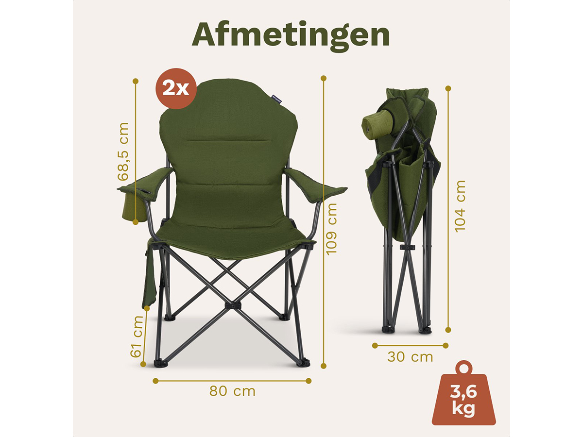 TRVLMORE Small Plus Green vouwstoel - Set van 2