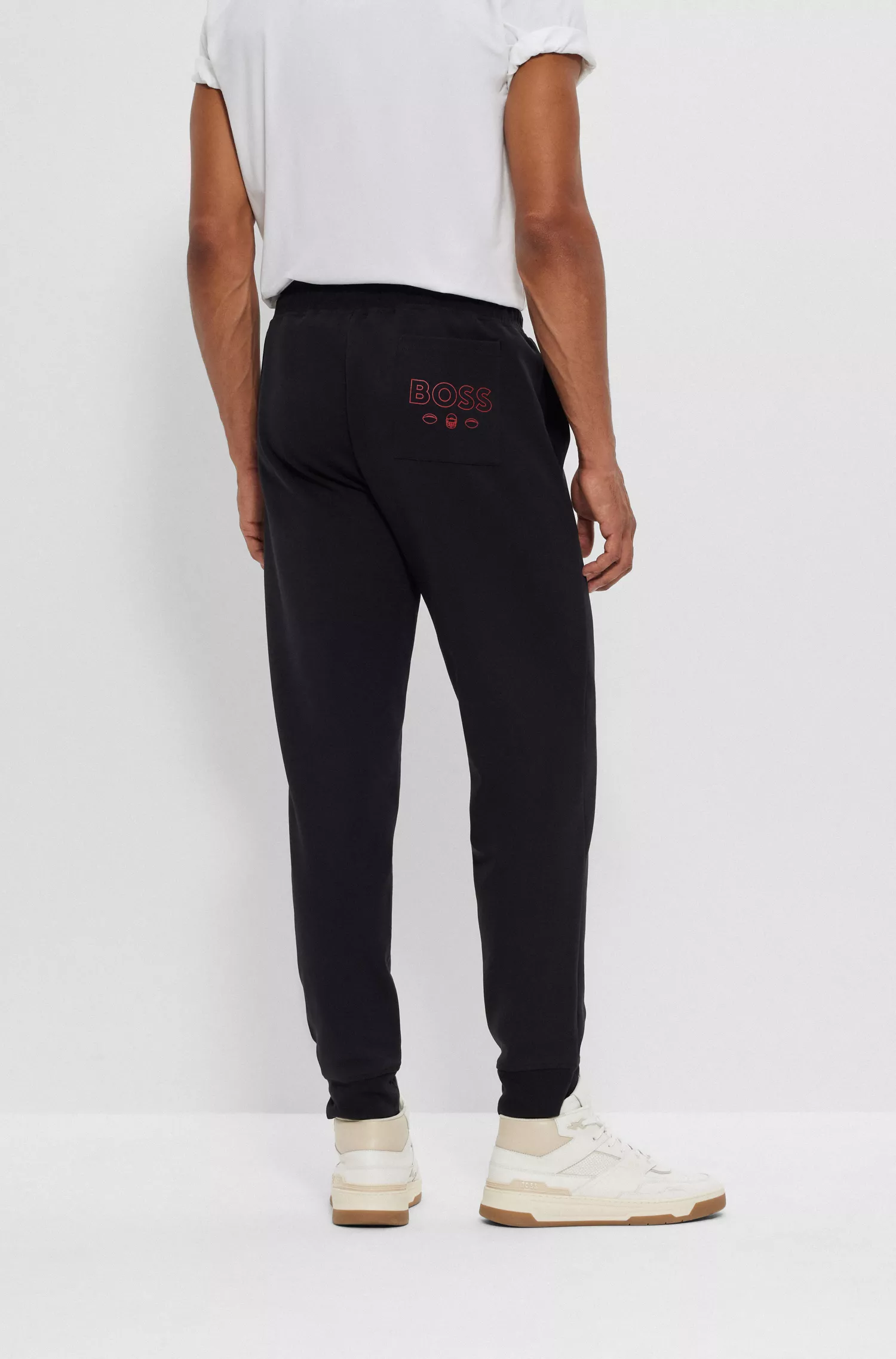 Calça de fato de treino BOSS Orange-BOSS x NFL em mistura de algodão com detalhes da colaboração.