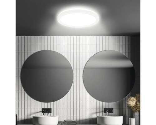 LED Sensor Plafondlamp IP44 15W 1900 lm 4000 K HxØ 3x24 cm Slank Wit + Achtergrondverlichting