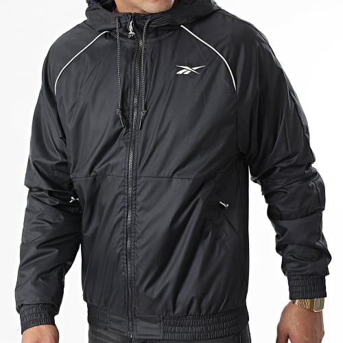 Veste Zippée Capuche A Bandes HI448 Noir