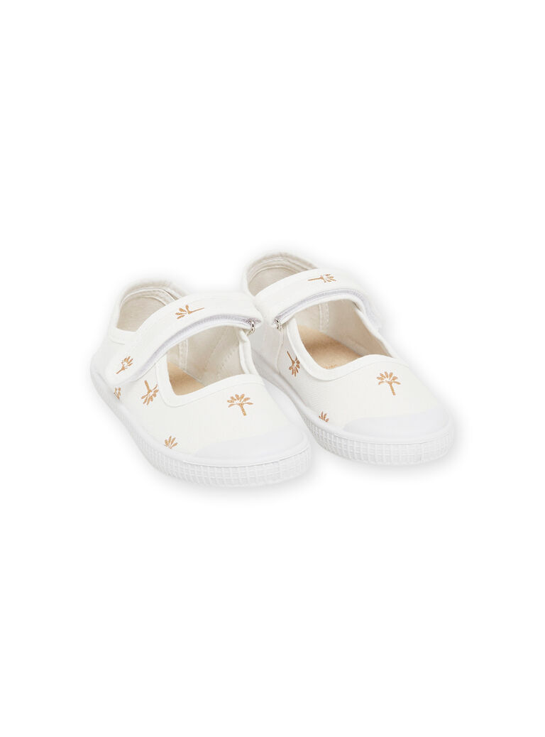 Babies blanches en toile à imprimé palmiers irisé
