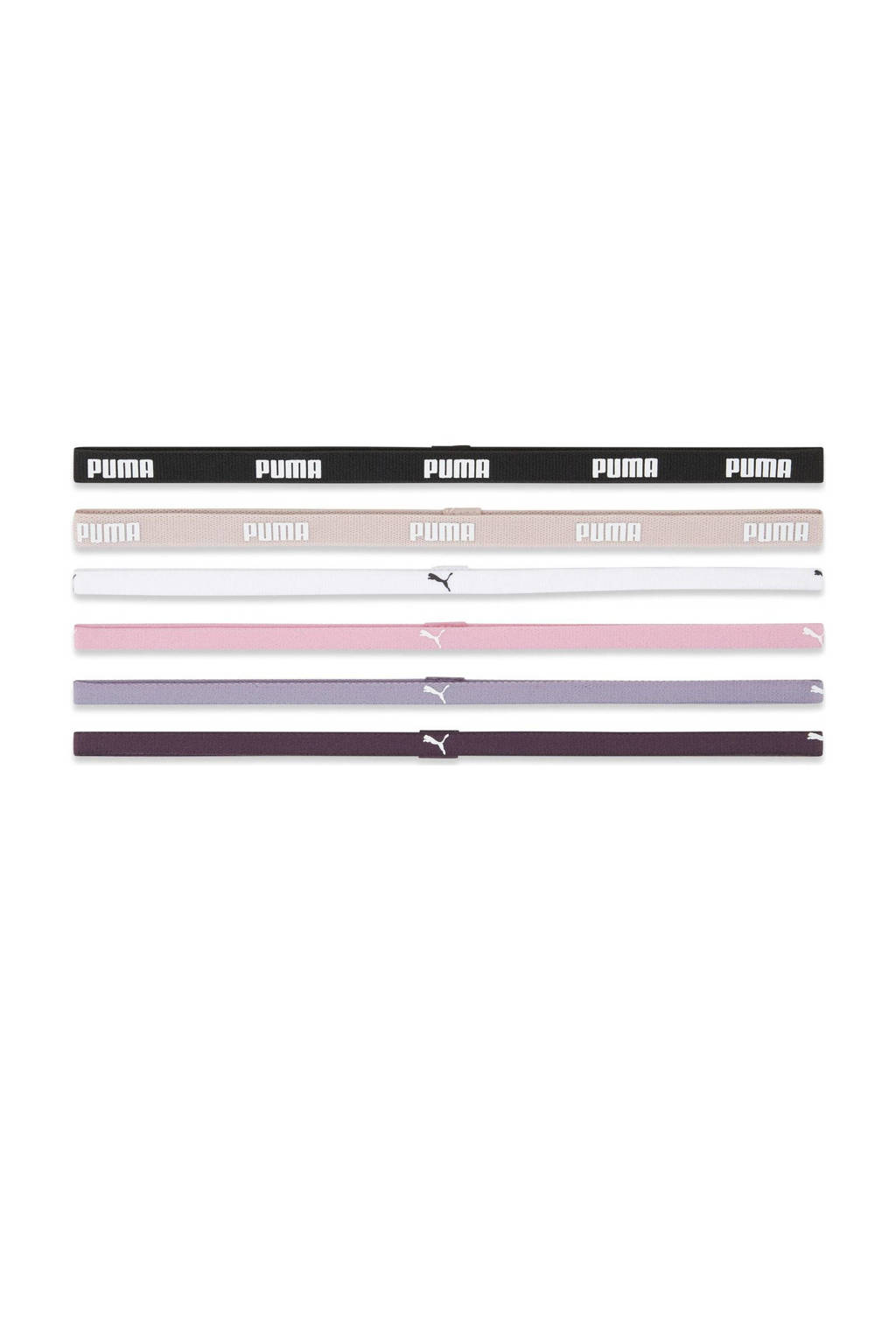 haarbandjes - set van 6 zwart/lila/lichtroze/aubergine