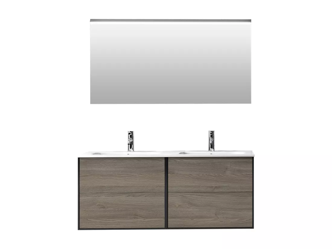 Ensemble de salle de bain double vasque 4 pièces IGEA chêne cendré