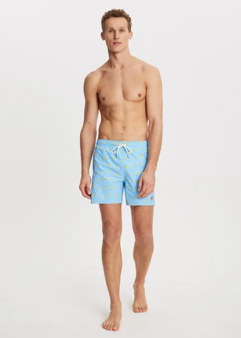 Zwembroek met print bananen blauw (AQUA L.)
