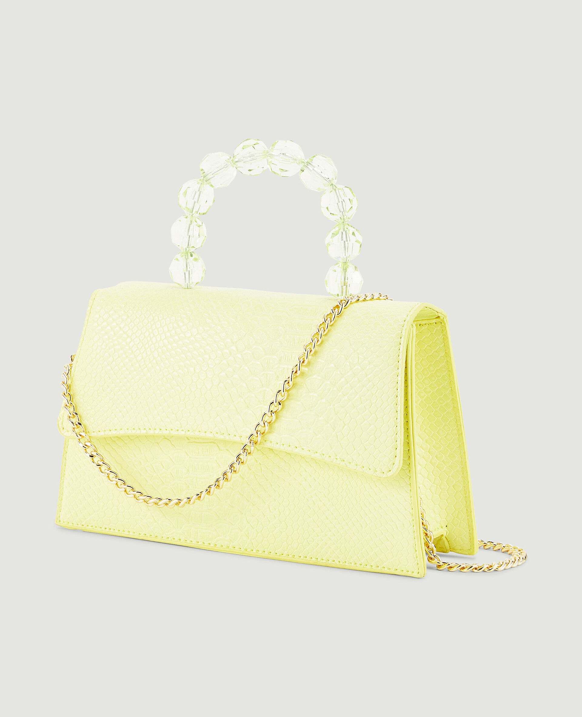 Sac boxy avec poignée perles - Jaune