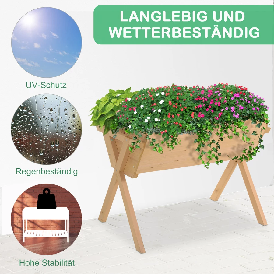 Outsunny Hochbeet mit Vliesstofftuch natur