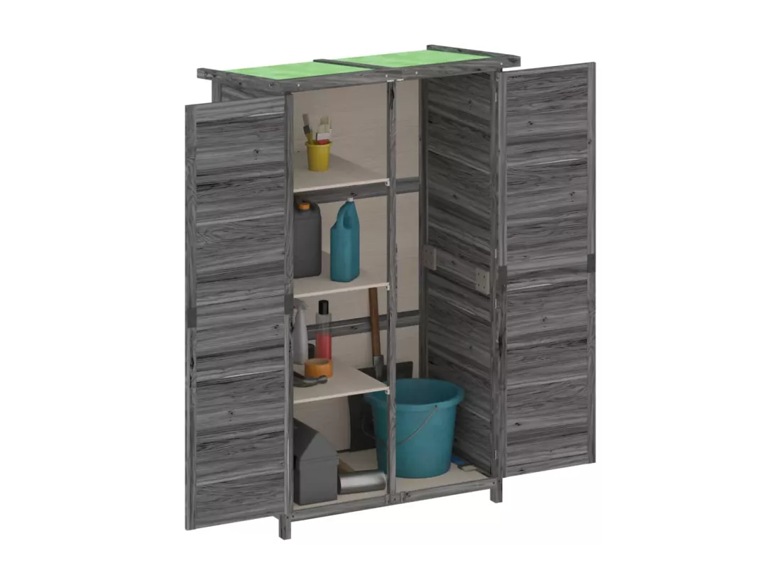 Abri à outils de jardin gris 83x57x140 cm bois massif pin