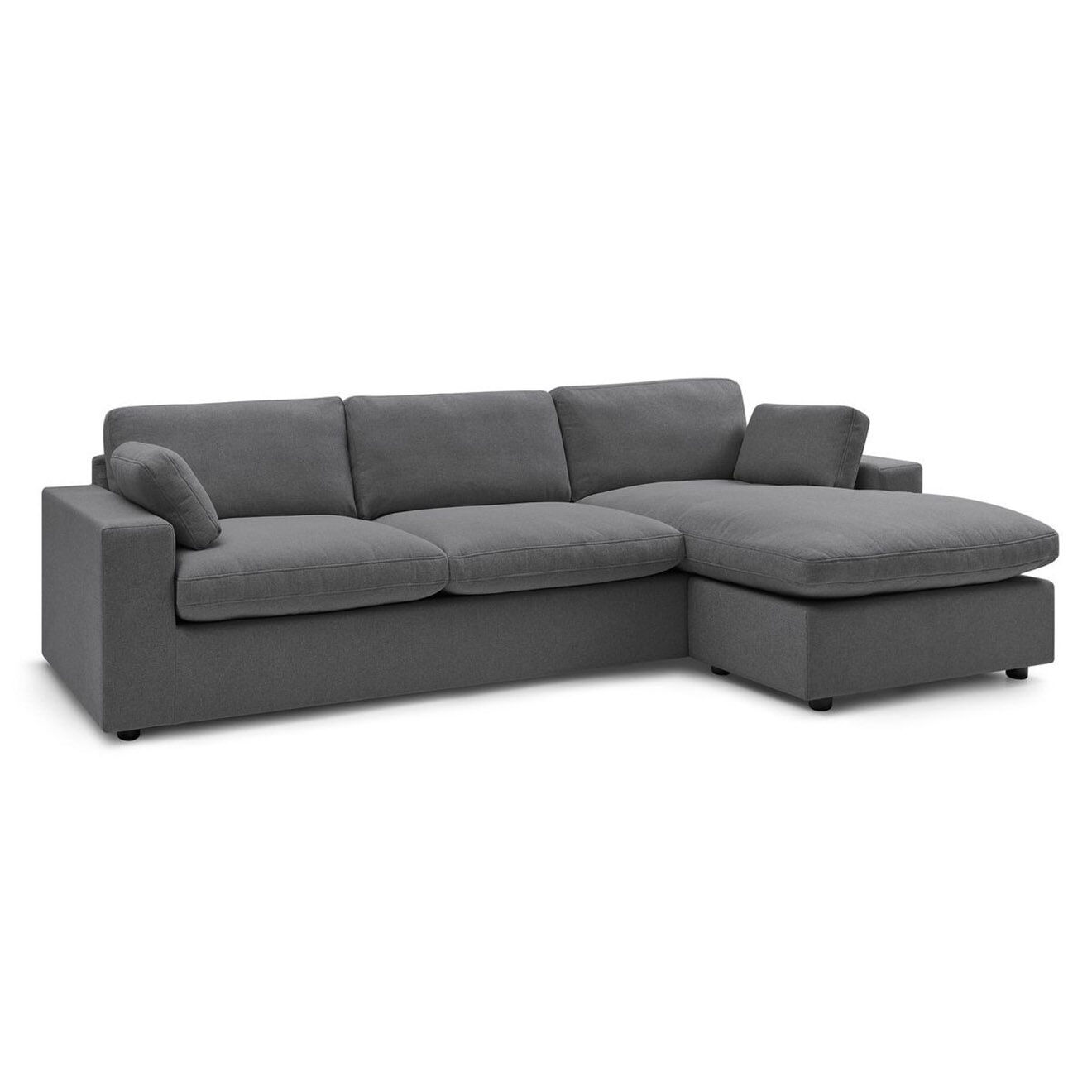 Bobochic Canapé d'angle fixe réversible belair gris foncé - 280x139 cm
