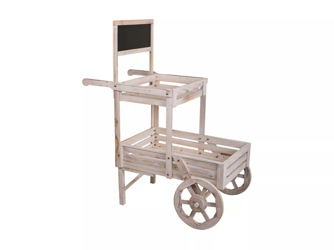 Chariot exposant en bois blanc 100x52x120h