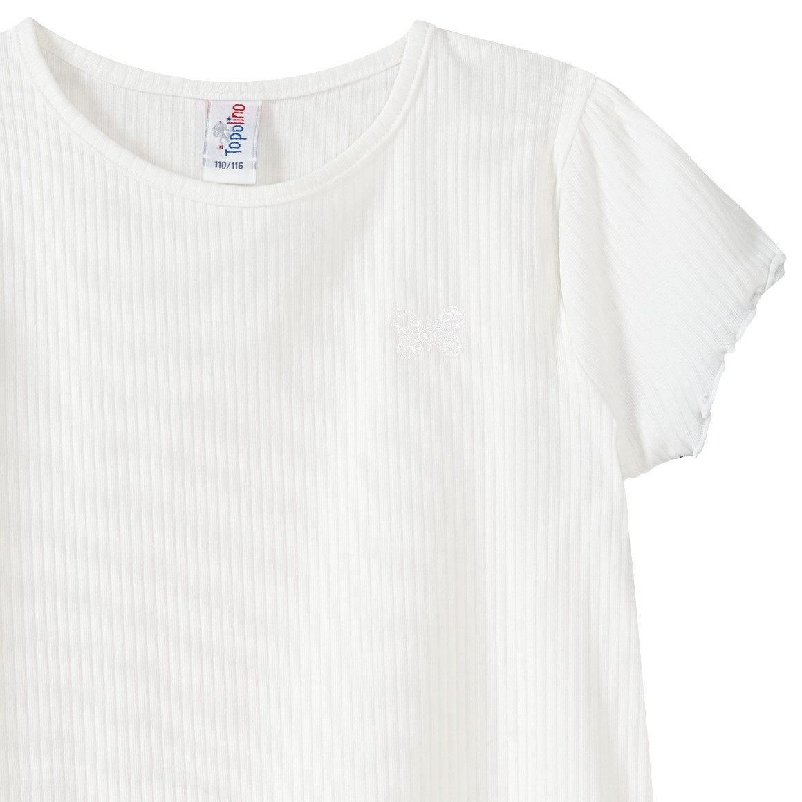 Topolino Mädchen T-Shirt mit Ripp-Struktur cremeweiss