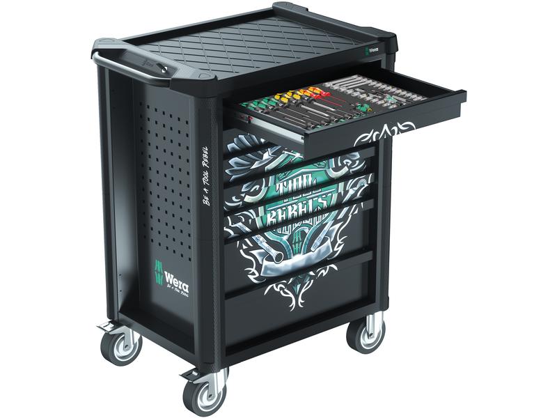 Wera Werkstattwagen 9700 Tool Rebel 1, 78‑teilig Exklusiver Werkstattwagen im Tool Rebel Design für den täglichen harten Einsatz