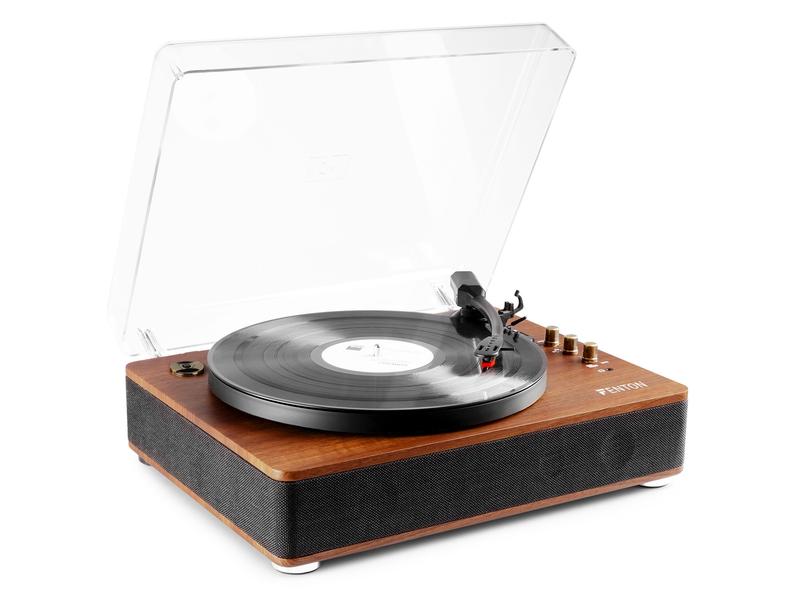 Fenton Plattenspieler mit Bluetooth RP162 Dunkelbraun Retro Plattenspieler mit Bluetooth, USB-Player und Umwandlungsmöglichkeit für Schallplatten