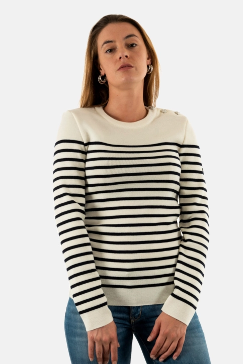 Pull hiver saint james marée ll r kf écume/navy