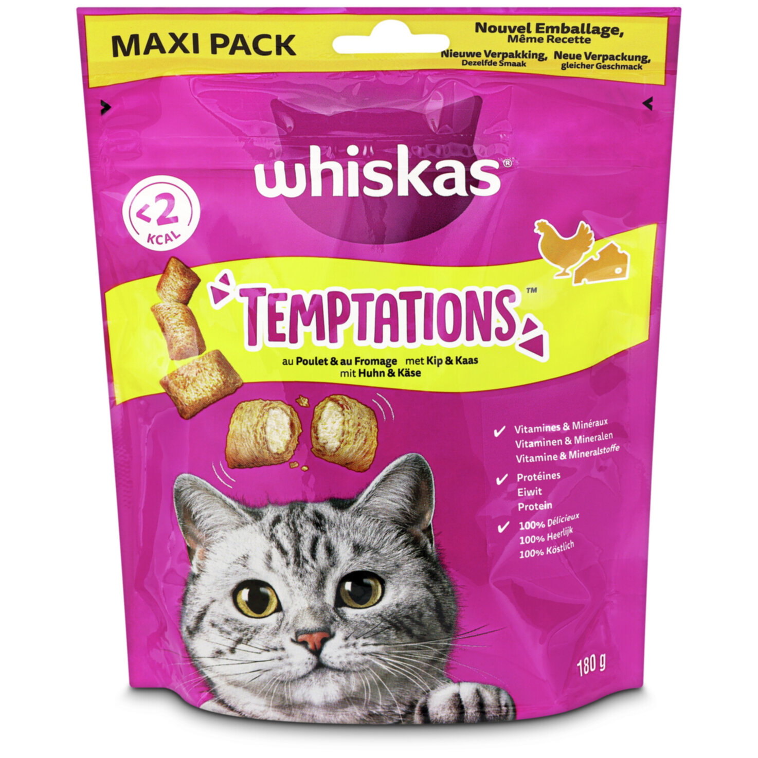 Whiskas Temptations Katzensnack Huhn & Käse