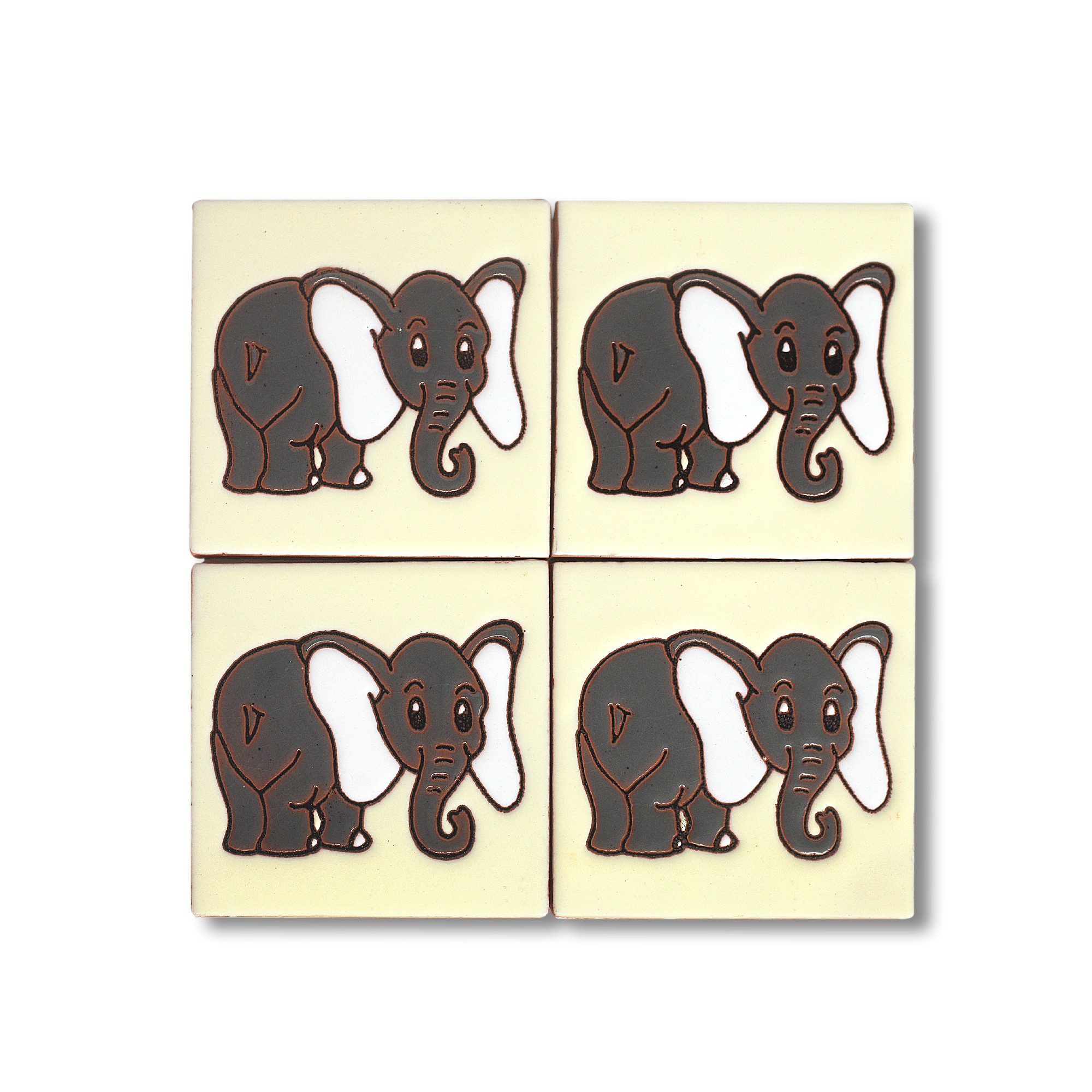 Reliefkachel 'Elefante', multicolor, T 10 cm, B 10 cm, H 0,5 cm von fischer's lagerhaus