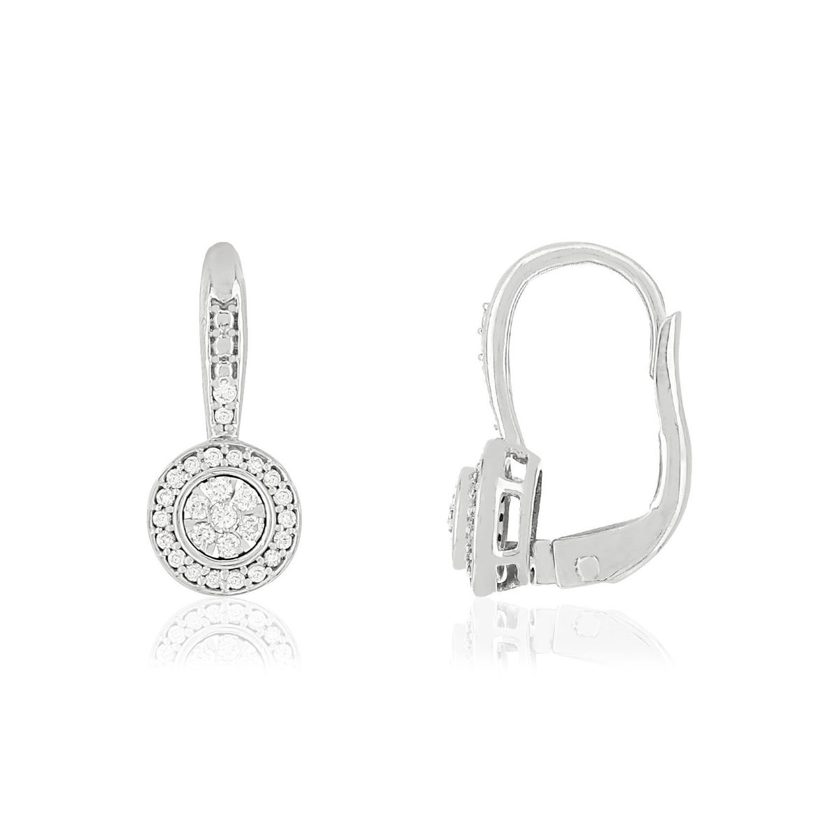 Boucles d'oreilles or 750 blanc dormeuses diamants