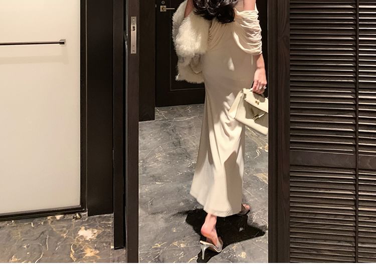 Saccharine - Strapless maxi-zeemeerminjurk met effen kleur