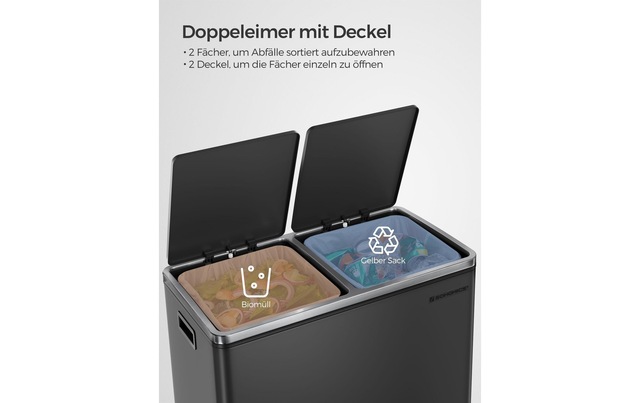 SONGMICS Mülleimer »2 x 30 l« 2 Behälter