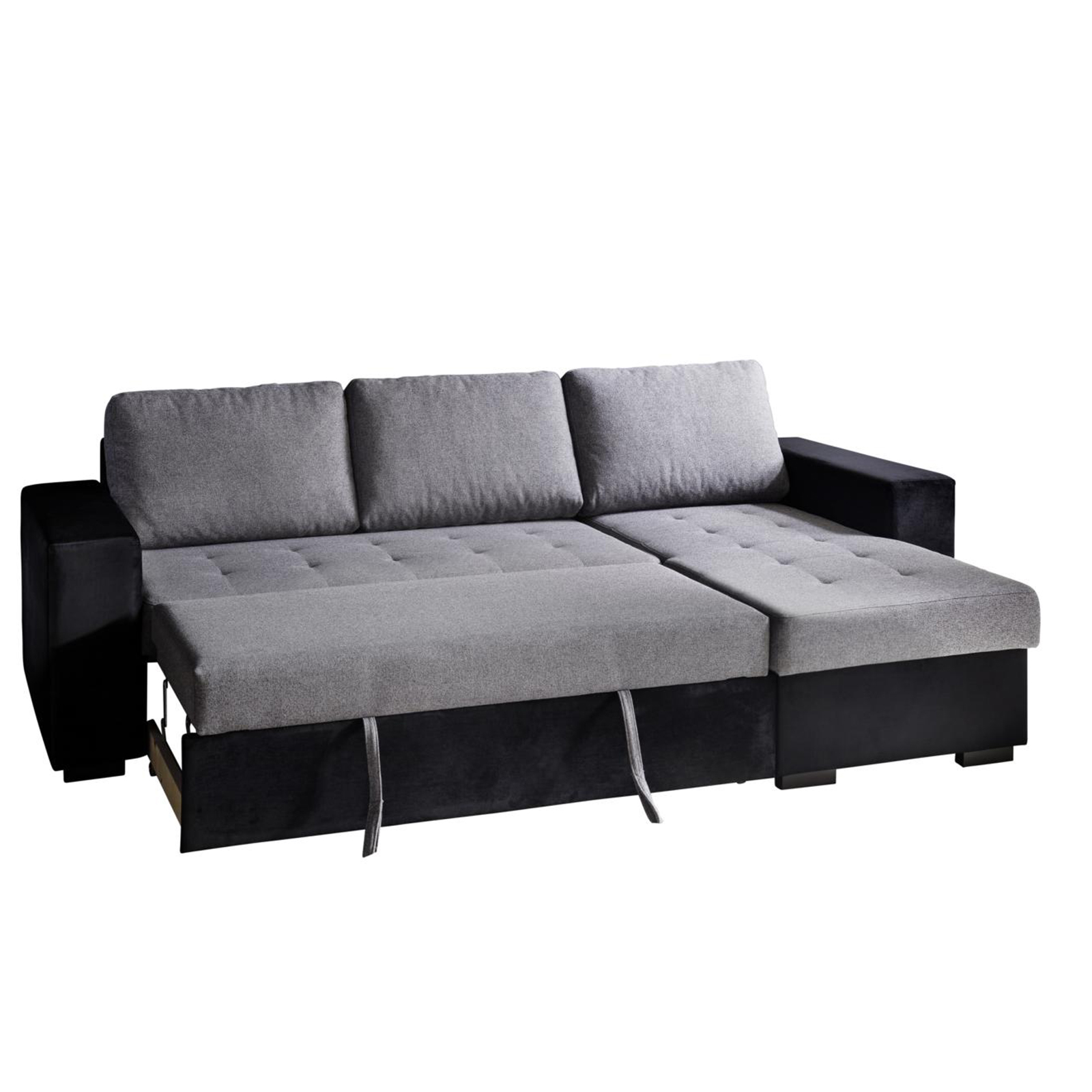 Ecksofa - schwarz-anthrazit - Liegefunktion