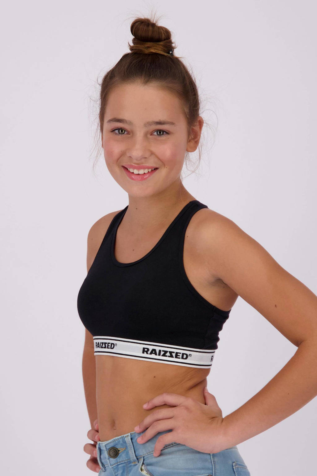 bh top Nora - set van 2 zwart/grijs melange