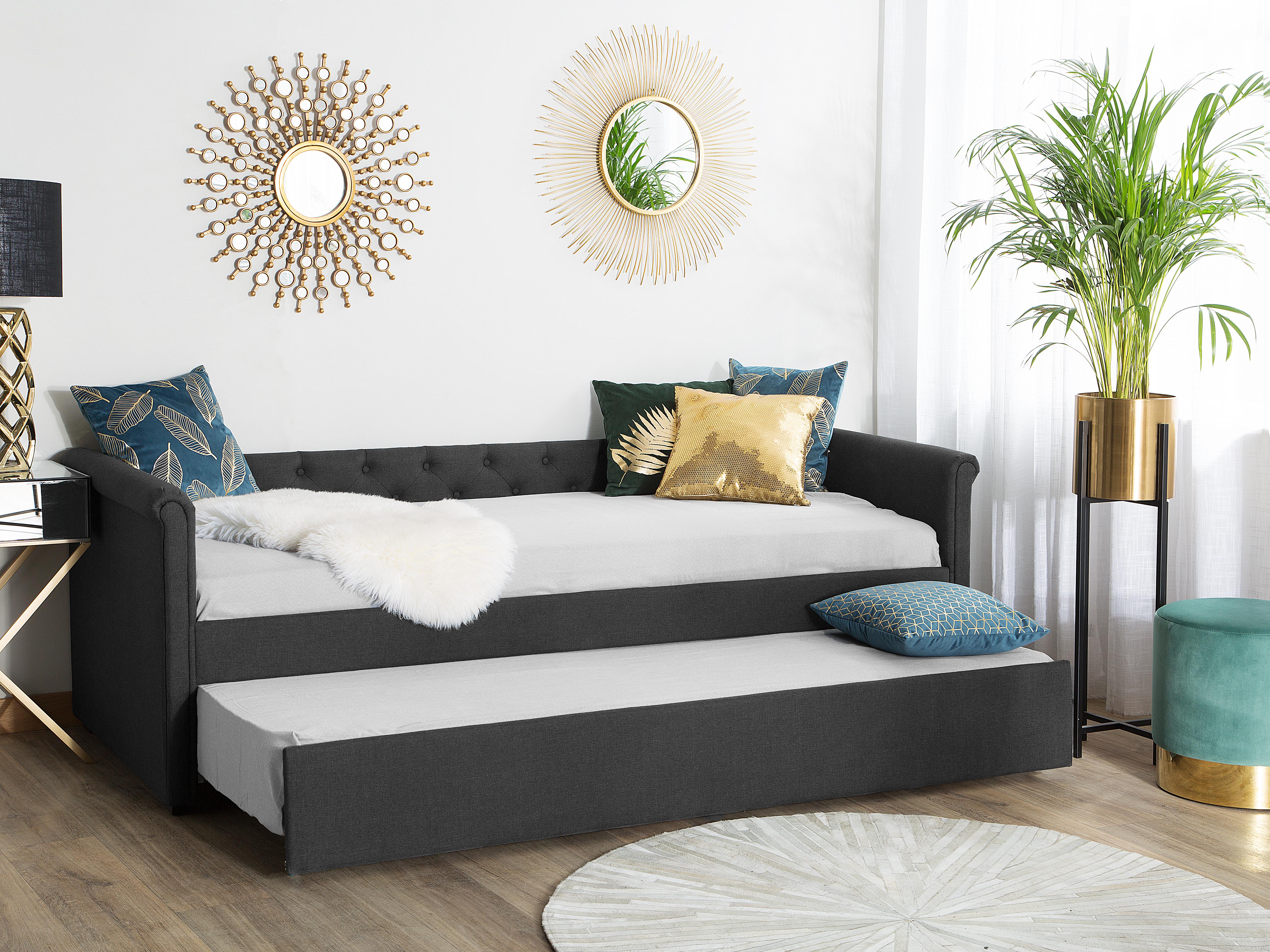 Onderschuifbed Stof LIBOURNE 80 x 200 cm Donkergrijs