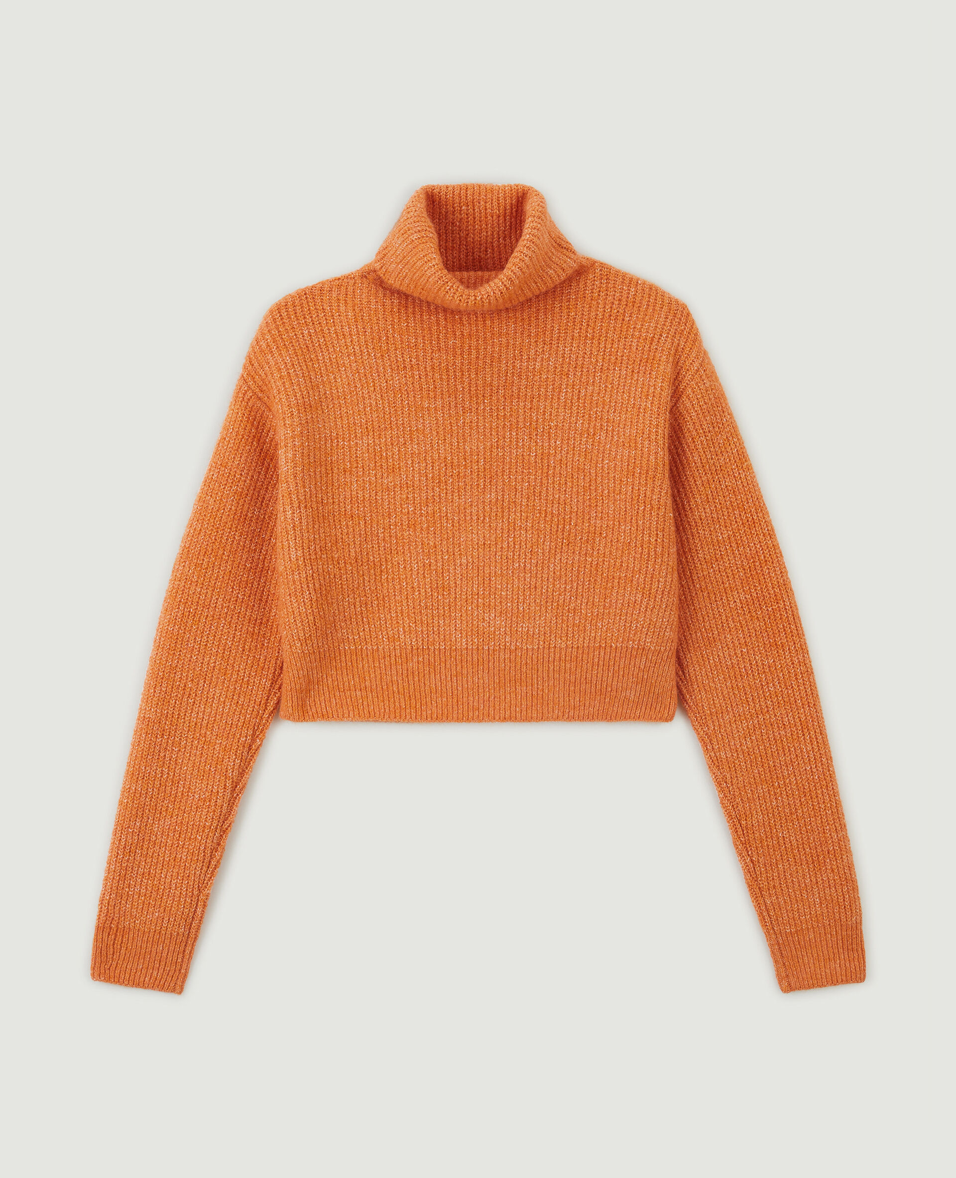 Pull col roulé cropped - Orange