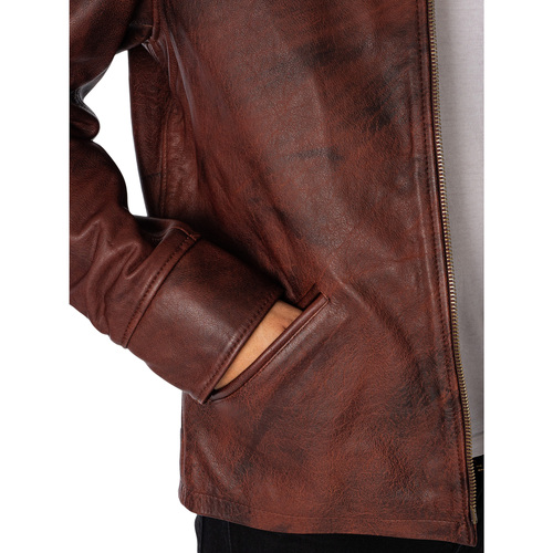 Schott - Chaqueta De Cuero Vintage Rojo