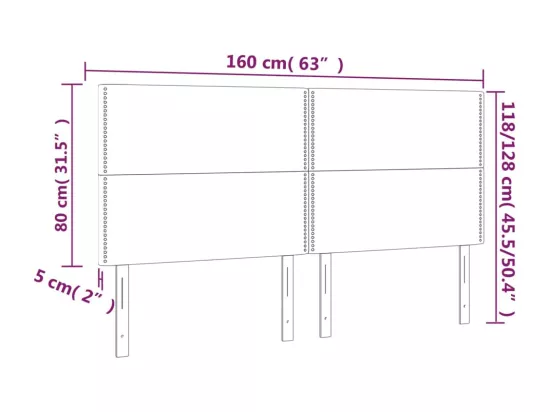 Tête de lit à LED Gris clair 160x5x118/128 cm Velours