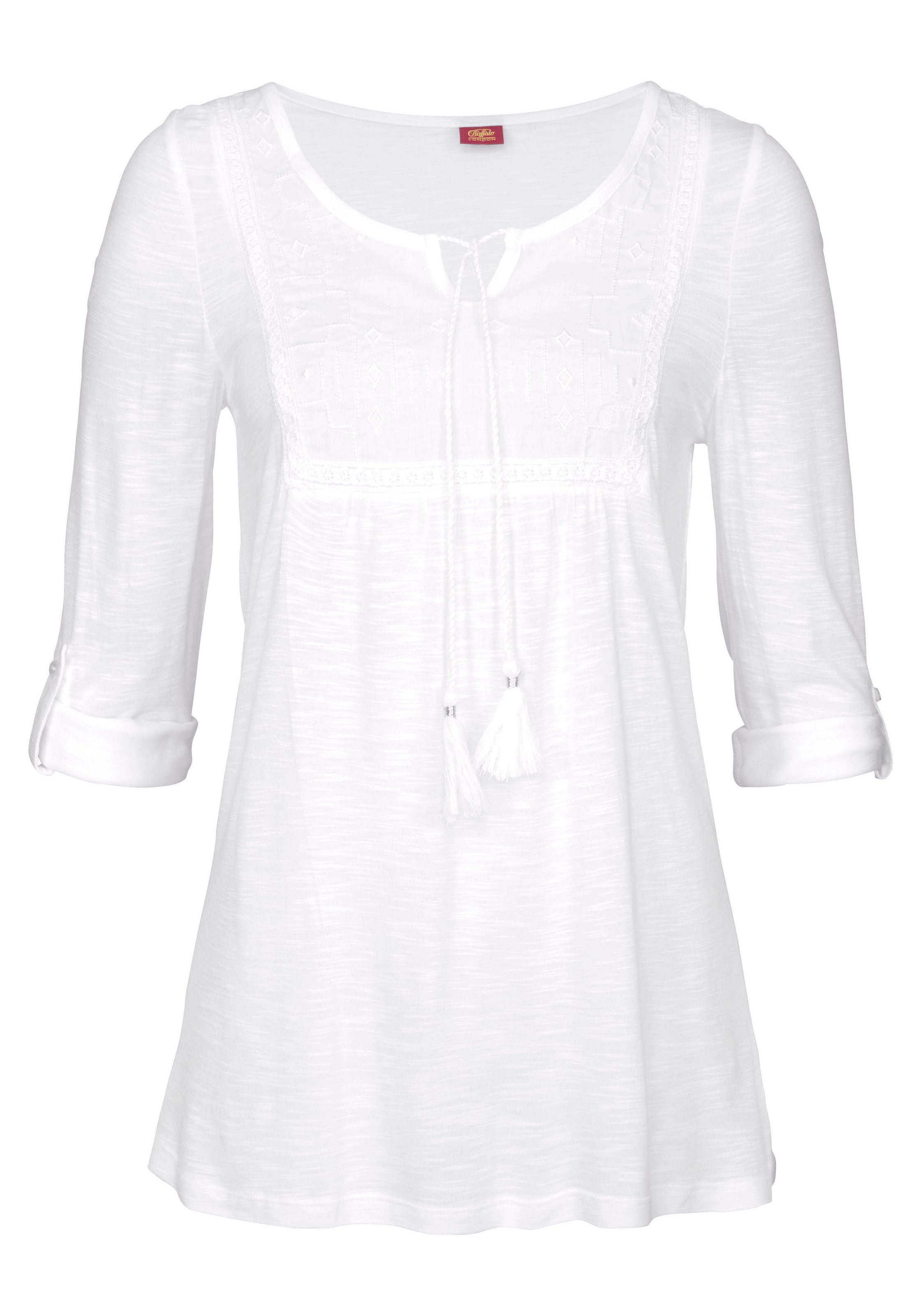 Buffalo Strandshirt , mit Stickerei und Quasten, Tunika, 3/4-Arm, Blusenshirt