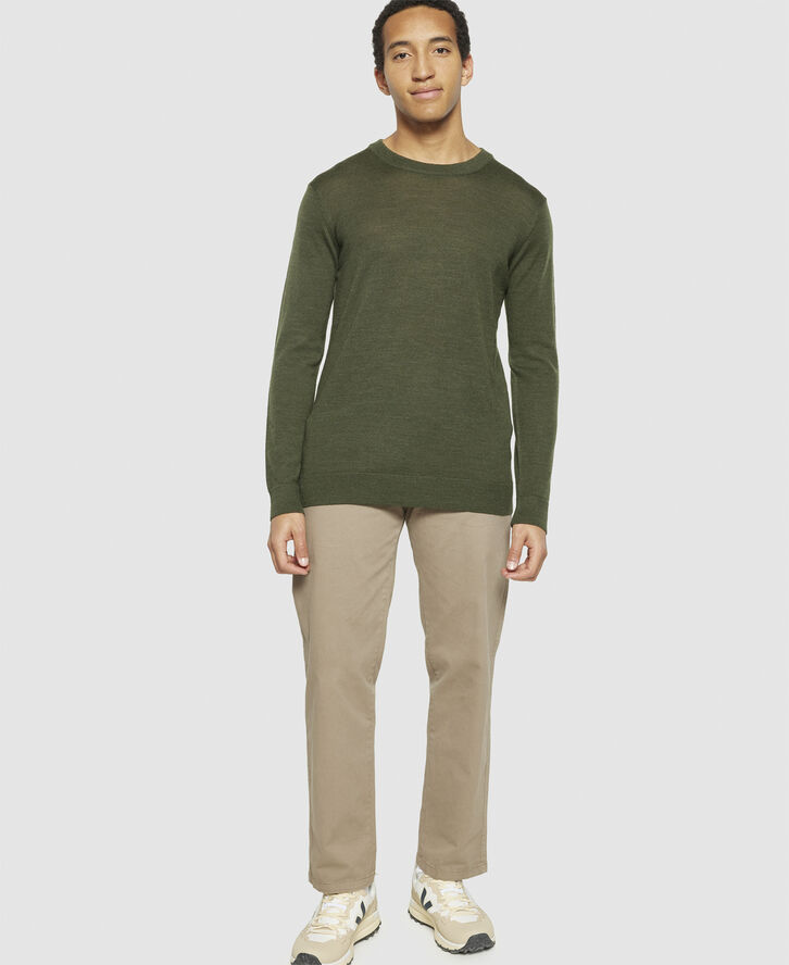 Knowledge Cotton Apparel Regular merino knit crew neck - RWS Grøn