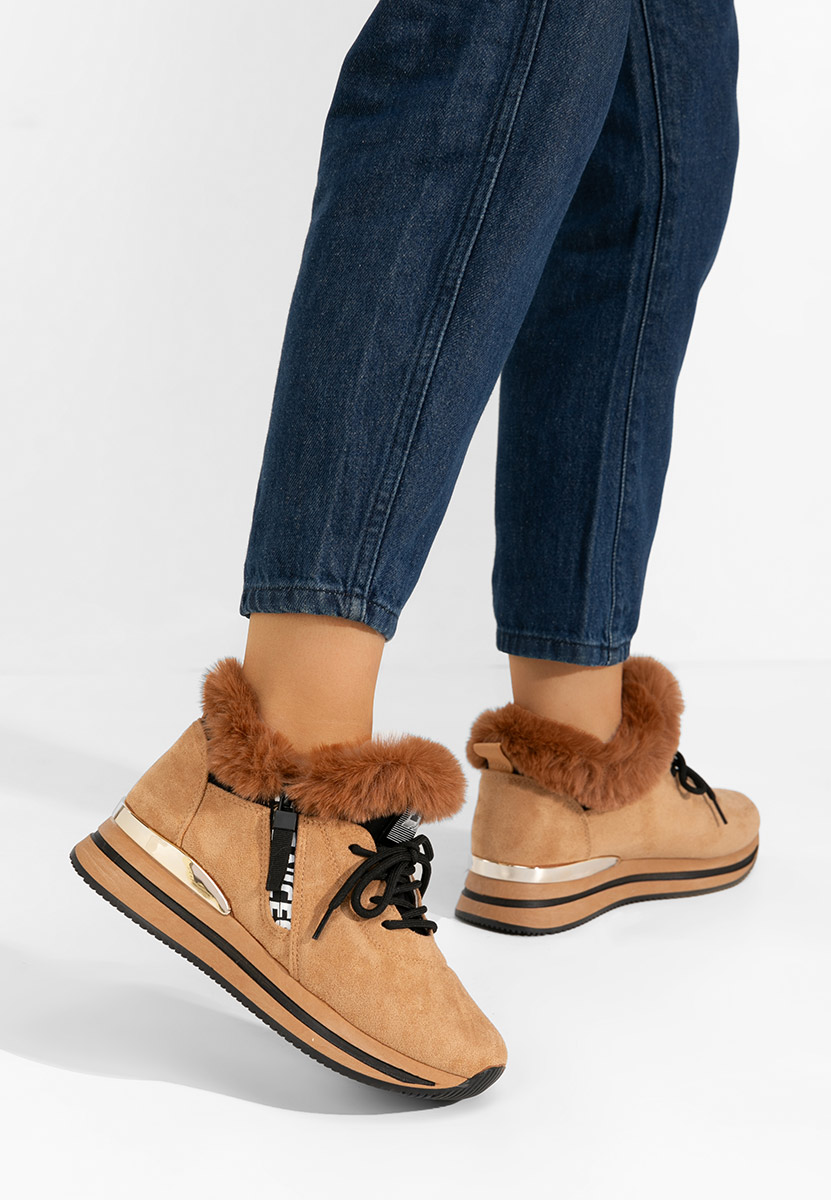 Baskets d'hiver pour femmes chameau Hermina