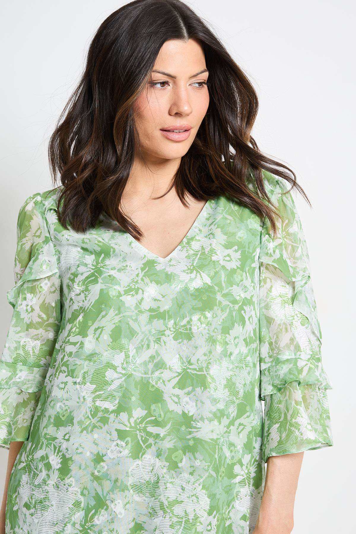 Wallis Robe Droite À Volants Imprimé Fleuri