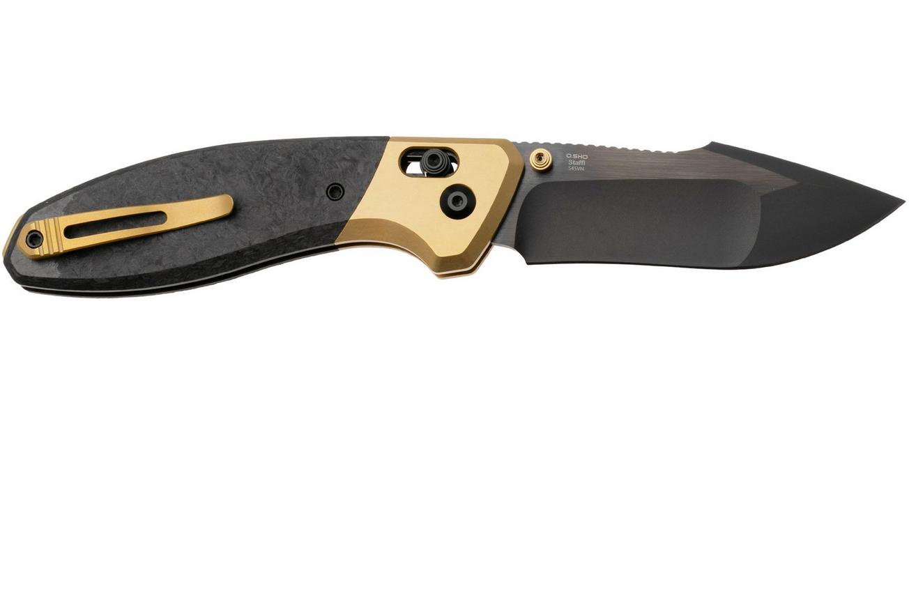 Kizer Staffi KI3695A1 Matte DLC S45Vn, Gold Titanium Carbonfiber Inlay, zakmes